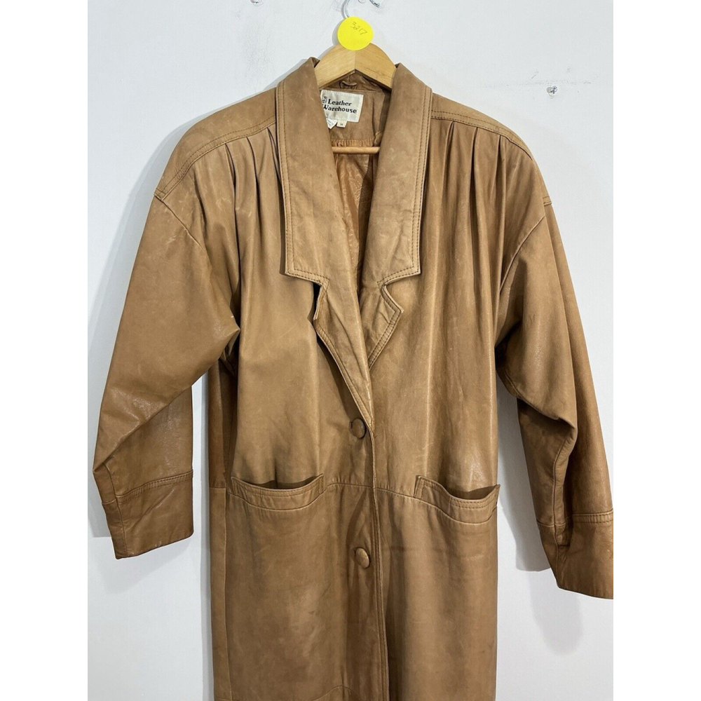 Womans The Leather Warehouse Medium Brown Full Length Leather Trenchcoat - Picture 2 of 9